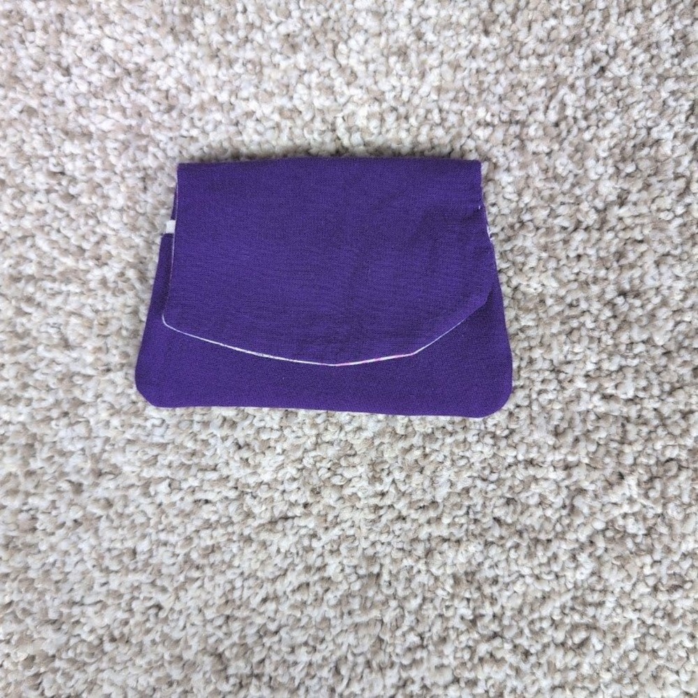 Handmade Purple Pocket Wallet Card‎ Holder Clutch Purple/Barbie Script Fabric